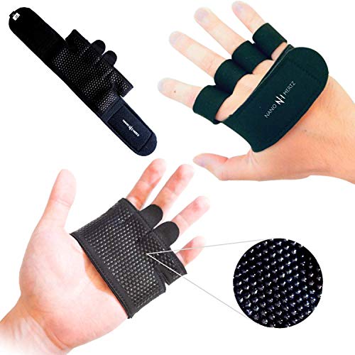 Guantes de Crossfit para Gimnasio, Calleras sin Dedos para Musculacion en Gym y Calistenia, Dominadas en Barra, Pesas, Mancuernas, Kettlebell para Mujer y Hombre (Negro, M)