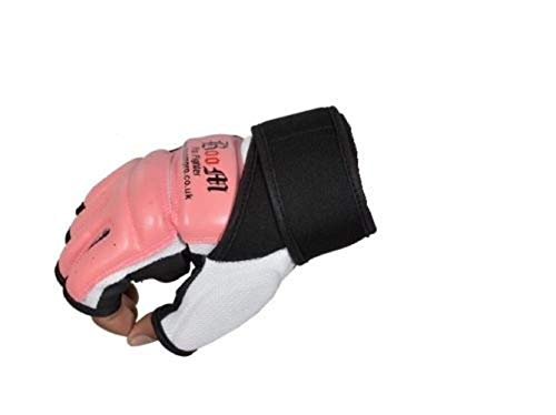 Guantes de cuero sin puntas de los dedos, para artes marciales, MMA, Kick Boxing, boxeo, Muay Thai, de Boom Prime, hombre, color rosa, tamaño Medium