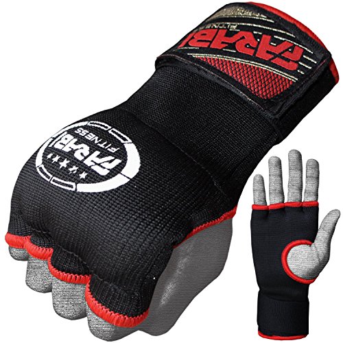 Guantes de entrenamiento Farabi sin dedos para gimnasio, fitness, boxeo, MMA, Muay Thai, con protector en los nudillos, color negro, tamaño S/M