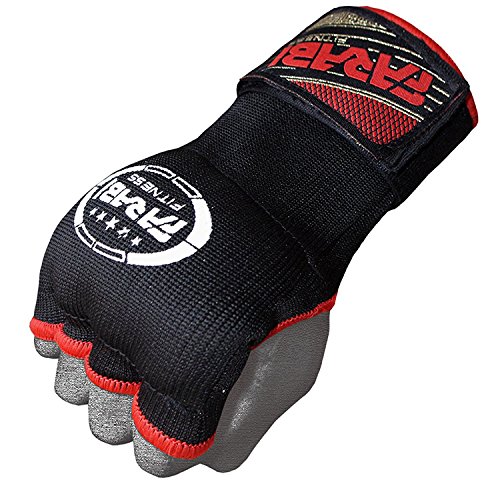 Guantes de entrenamiento Farabi sin dedos para gimnasio, fitness, boxeo, MMA, Muay Thai, con protector en los nudillos, color negro, tamaño S/M