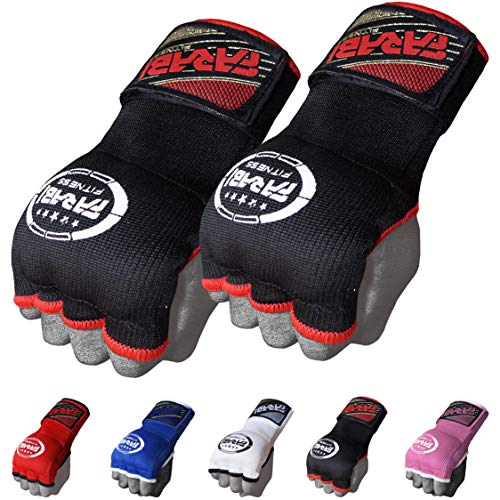 Guantes de entrenamiento Farabi sin dedos para gimnasio, fitness, boxeo, MMA, Muay Thai, con protector en los nudillos, color negro, tamaño S/M