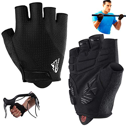 Guantes de Gimnasia para Levantar Pesas, Accesorios Gym Barehand Grips,Crossfit, Remo, Power-Lifting, Pull Up para Hombres y Mujeres (Negro, L)