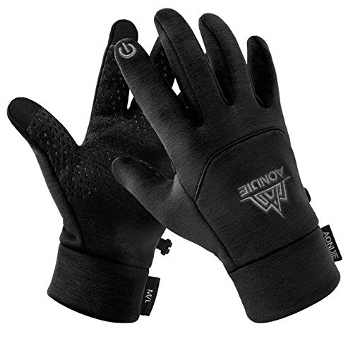 Guantes de Lana con Pantalla táctil de Invierno para Hombres y Mujeres Guantes Antideslizantes a Prueba de Viento Guantes de conducción Camping Senderismo - Negro, S/M