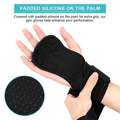 Guantes de Levantamiento de Pesas, Guantes de Entrenamiento con Muñequeras, Calleras Gimnasio Hombre, Guantes de Fitness para Evitar Callos para el Entrenamiento, Levantamiento de Pesas, 1 Par