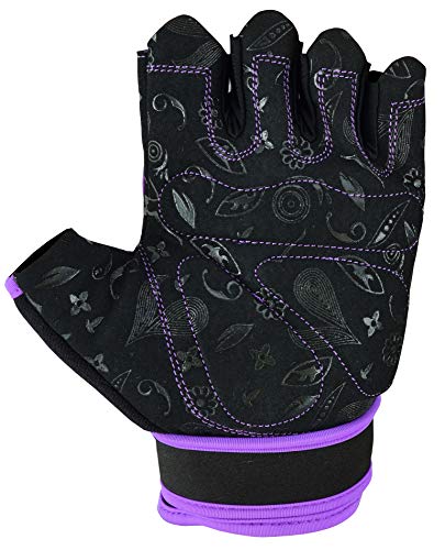 Guantes Emrah de mujer para gimnasio, levantamiento de pesas, entrenamiento y crossfit, con tejido transpirable y protección para la muñeca, color morado, tamaño Medium