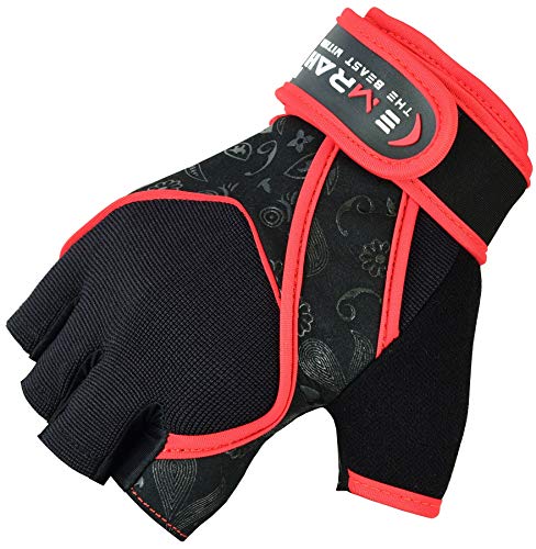 Guantes Emrah de mujer para gimnasio, levantamiento de pesas, entrenamiento y crossfit, con tejido transpirable y protección para la muñeca, color negro, tamaño Small