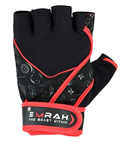 Guantes Emrah de mujer para gimnasio, levantamiento de pesas, entrenamiento y crossfit, con tejido transpirable y protección para la muñeca, color negro, tamaño Small