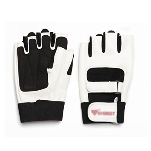 guantes hombre Mujer medio dedo falta movimiento Fitness Entrenamiento con mancuernas Navegación antideslizante Equipo de protección Protege la palma Protege tu muñeca 1 doble ( Color : White )