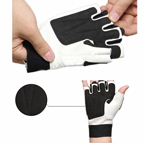 guantes hombre Mujer medio dedo falta movimiento Fitness Entrenamiento con mancuernas Navegación antideslizante Equipo de protección Protege la palma Protege tu muñeca 1 doble ( Color : White )