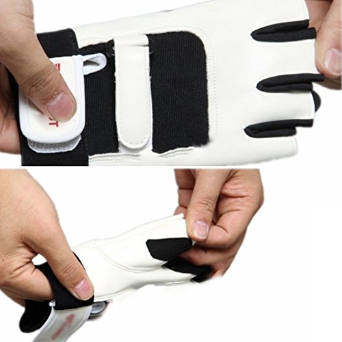 guantes hombre Mujer medio dedo falta movimiento Fitness Entrenamiento con mancuernas Navegación antideslizante Equipo de protección Protege la palma Protege tu muñeca 1 doble ( Color : White )