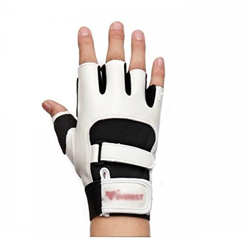 guantes hombre Mujer medio dedo falta movimiento Fitness Entrenamiento con mancuernas Navegación antideslizante Equipo de protección Protege la palma Protege tu muñeca 1 doble ( Color : White )