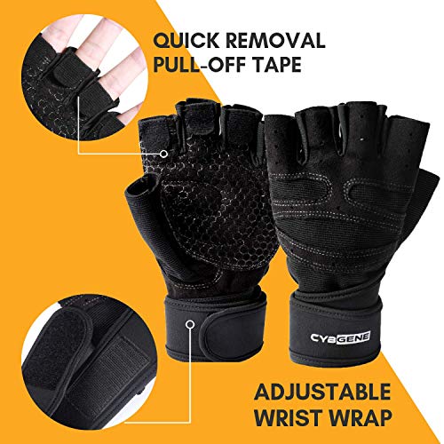 Guantes para ejercicio, con soporte de muñecas, para Crossfit, Levantamiento de pesas, Fitness gimnasio, Musculacion,Entrenamiento, Pull-up, Deporte, Levantamiento de poder, para hombre, mujer,CybGene