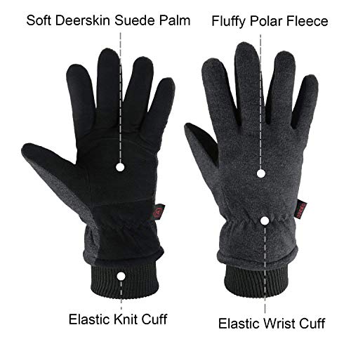 Guantes térmicos OZero, para hombre y mujer, de piel de ciervo, guantes de invierno para ciclismo y correr