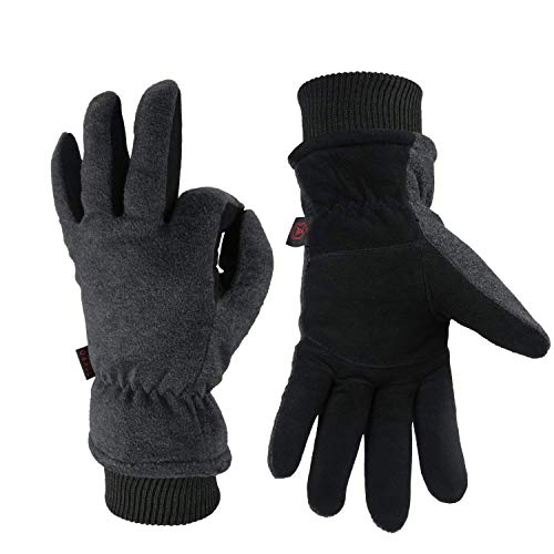 Guantes térmicos OZero, para hombre y mujer, de piel de ciervo, guantes de invierno para ciclismo y correr