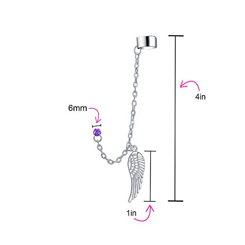 Guardián ángel ala pluma grado lóbulo del oído helix warp cadena de estar pendiente púrpura cristal Stud Unisex acero inoxidable