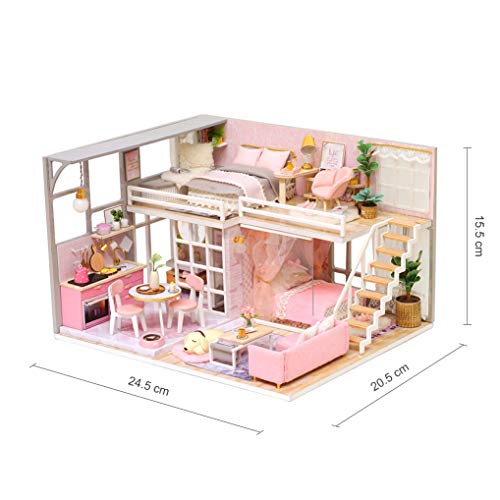 GuDoQi Miniatura de la Casa de Muñecas con Música, Casa de Ensueño de Niña Hecha a Mano con Muebles, Kit Modelo Artesanal DIY para Adultos y Coleccionistas para Construir