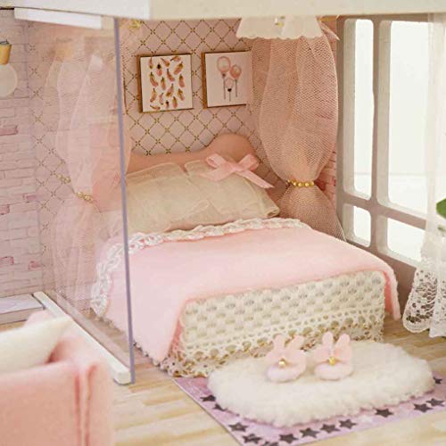 GuDoQi Miniatura de la Casa de Muñecas con Música, Casa de Ensueño de Niña Hecha a Mano con Muebles, Kit Modelo Artesanal DIY para Adultos y Coleccionistas para Construir