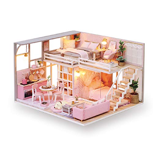 GuDoQi Miniatura de la Casa de Muñecas con Música, Casa de Ensueño de Niña Hecha a Mano con Muebles, Kit Modelo Artesanal DIY para Adultos y Coleccionistas para Construir