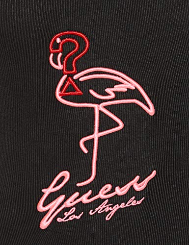 Guess Flamingo Tank Top Camiseta, Negro, M para Mujer