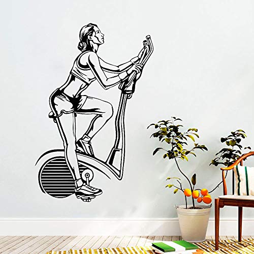 guijiumai Fitness Gym Bike Wall Decal Sport Motivation Vinyl Sticker Art Decor Mural Home Gym Room Decoration Calcomanías extraíbles102X153CM