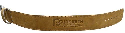 Gunsmith Fitness Cinturón de lastre Fabricado a Mano Premium 10cm de Ancho por 10mm de Grosor – Cinturón de Lastre Ajustable Altamente Resistente de Púa Simple en Cuero de Curtido Vegetal (S)
