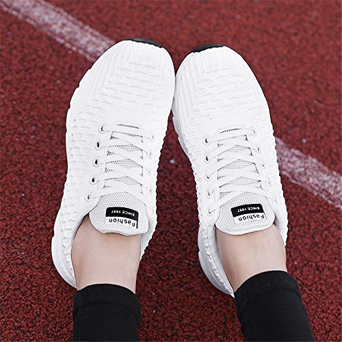 Guqi Zapatos Deportivos Transpirables de absorción de Choque Jogging de la Aptitud de Las Mujeres Entrenador de Fitness Ligeras Zapatillas livianas（White 37EU