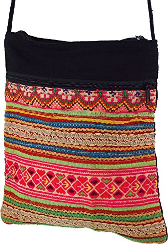 Guru-Shop Bolso de Hombro, Bolso Hippie Chiang Mai, Unisex - Adultos, Rosa, Algodón, Tamaño:One Size, 27x23 cm, Bolsas de Hombro