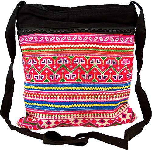 Guru-Shop Bolso de Hombro, Bolso Hippie Chiang Mai, Unisex - Adultos, Rosa, Algodón, Tamaño:One Size, 27x23 cm, Bolsas de Hombro