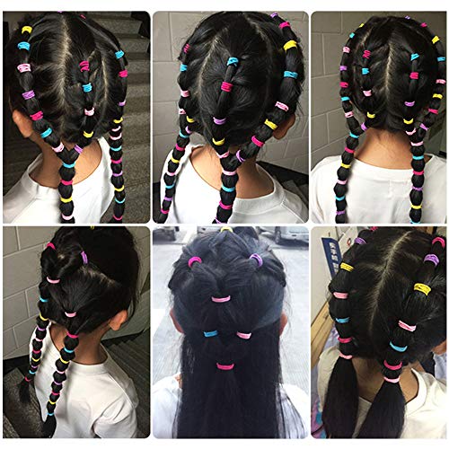 Gurxi Multicolor Goma Cola de Caballo Elástico Diadema Multicolor Elástico Banda de Goma para Niñas Bebés Mini Multicolor Gomas Pelo Niña para Niñas y Coletas 1 Juego de 200 Piezas (Multicolor)