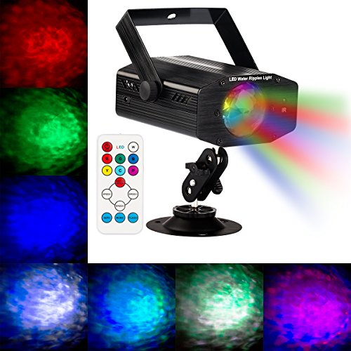 GUSODOR Luz de Escenario 7 Colores Mini Luz de Escenario Efecto Onda de Agua con Control Remoto Disco de Luz DJ Disco Efecto Proyector Sonido Activado Color para Hogar Cumpleaños Karaoke DJ Partes