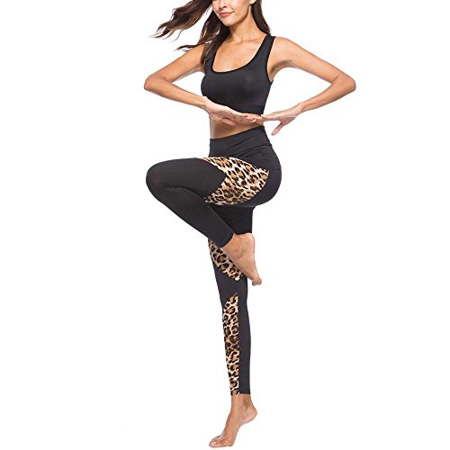 Gusspower Pantalones Yoga Mujeres Mallas Encaje Deportivas Mujer Talla Grande Leggings de Fitness Mujer Gym Yoga Pantalon EláSticos para Running Pilates (Negro C, M)