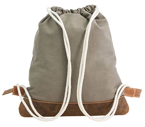 Gusti Cuero studio Bolso de Deporte Bert Mochila deportiva Marrón Verde Caqui Cuero de Búfalo y Algodón 2M67-20-19