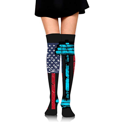 GYHJH Gym Fitness Halterofilia Bandera de EE. UU. Unisex Athletic Rodilla Calcetines largos de alta protección Medias