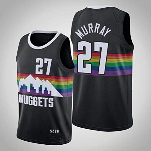 GYMAN Camisetas De Baloncesto Camisetas - Denver Nuggets # 27 Jamal Murray, Unisex Sin Mangas Bordado De Malla De Deporte Superior para Ropa De Fitness Deportes,Black-S