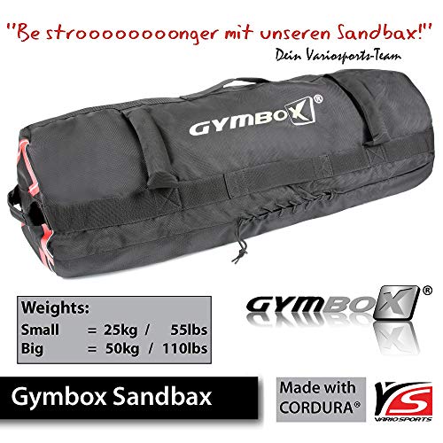 GYMBOX® Bolsa de Arena/Saco Búlgaro/Sandbag/Bolso de Peso/Fitness Bag/Power Bag | Entrenamiento Muscular/Funcional/de Pesas | Puede Estar llenado con Arena | Negro, 50 kg | vacío