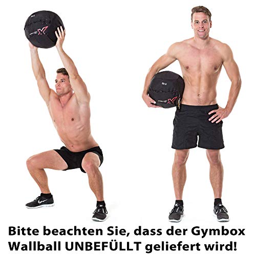 GYMBOX® Wall-Ball Bola Medicinal innovadora Ejercicios funcionales de Lanzamiento y Captura Entrenamiento de Fuerza Blanda de 4 a 10 Kg.