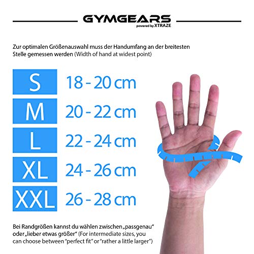 GYMGEARS® Guantes de Entrenamiento para Mujeres y Hombres - Guantes Fitness para Entrenamiento Fuerza, Culturismo, con Pesas y Entrenamiento Crossfit - Unisex (L: 22-24 cm, Negro)