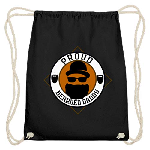 Gymsac Proud Bearded Daddy - Bolsa de algodón para el gimnasio, diseño de oso orgulloso, color Negro, talla 37cm-46cm