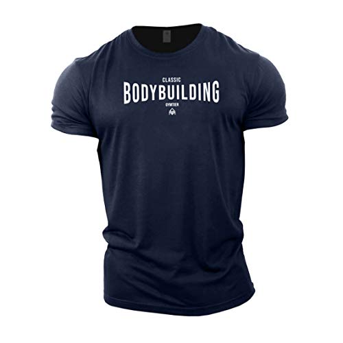 GYMTIER - Camiseta clásica de culturismo para hombre, para entrenamiento de culturismo Azul azul marino L