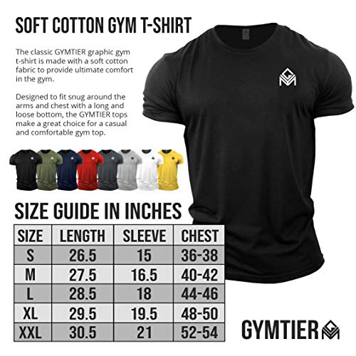 GYMTIER Camiseta Gimnasia | Entrenamiento Musculación Hombre Top Ropa Plain