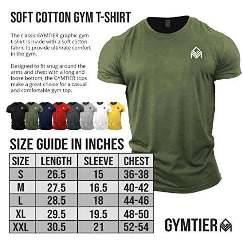 GYMTIER Camiseta Gimnasia | Entrenamiento Musculación Hombre Top Ropa Plain