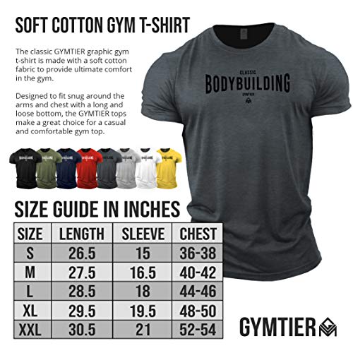 GYMTIER Classic Bodybuilding Camiseta Gimnasia Entrenamiento Musculación Hombre Top Ropa