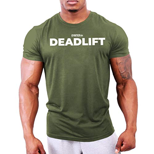 GYMTIER Deadlift - Camiseta Musculación | Hombres Camiseta Gimnasia Ropa Entrenamiento