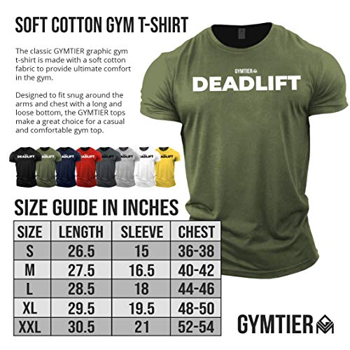 GYMTIER Deadlift - Camiseta Musculación | Hombres Camiseta Gimnasia Ropa Entrenamiento