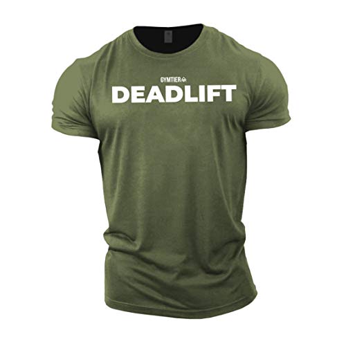 GYMTIER Deadlift - Camiseta Musculación | Hombres Camiseta Gimnasia Ropa Entrenamiento