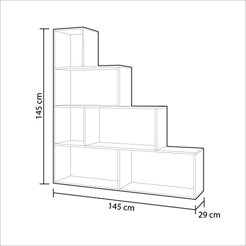 Habitdesign 002255F - Estantería Decorativa, Acabado en Roble Canadian Medidas: 145 cm (Largo) x 145 cm (Alto) x 29 cm (Fondo)