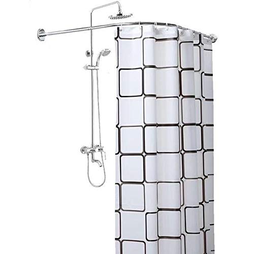 HADMB Barra Cortina Ducha Esquina Sin Taladrar Barra Cortina Curva Bañera Acero Inoxidable 304 Barra De Cortina De Tensión para Baño, Tienda De Ropa