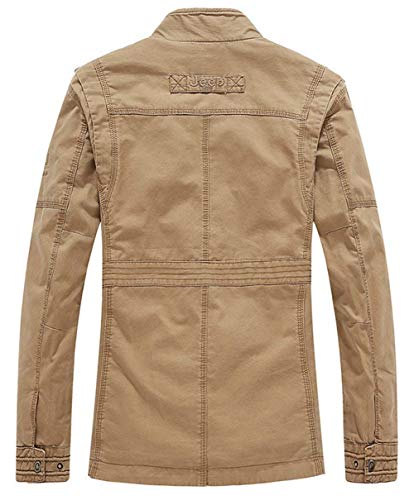 HaiDean Clásico Otoño Invierno Algodón Army Bomber Outdoor Chaqueta Modernas Casual Fields Ntel Cazadora Chaqueta De Caza (Color : Khaki, Size : 4XL)