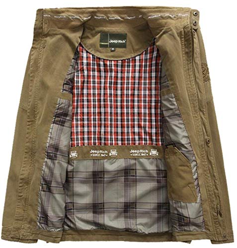 HaiDean Clásico Otoño Invierno Algodón Army Bomber Outdoor Chaqueta Modernas Casual Fields Ntel Cazadora Chaqueta De Caza (Color : Khaki, Size : 4XL)