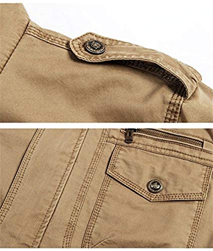 HaiDean Clásico Otoño Invierno Algodón Army Bomber Outdoor Chaqueta Modernas Casual Fields Ntel Cazadora Chaqueta De Caza (Color : Khaki, Size : 4XL)